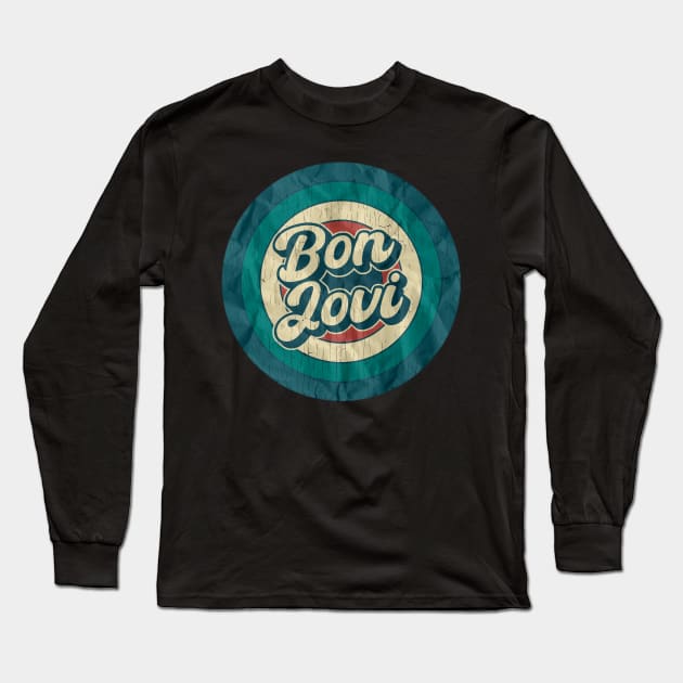 Bon Jovi - Retro Circle Long Sleeve T-Shirt by Jurou